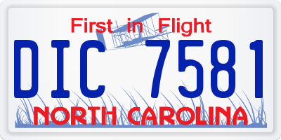 NC license plate DIC7581