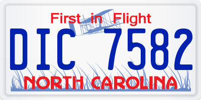 NC license plate DIC7582