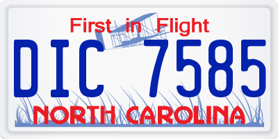 NC license plate DIC7585