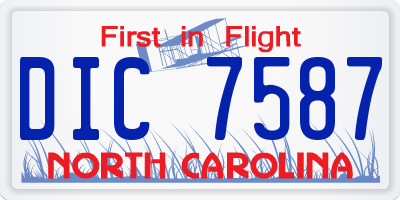 NC license plate DIC7587