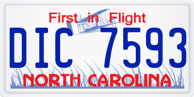 NC license plate DIC7593