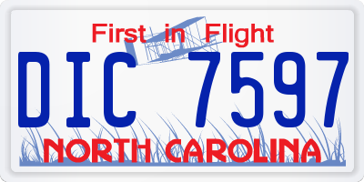 NC license plate DIC7597