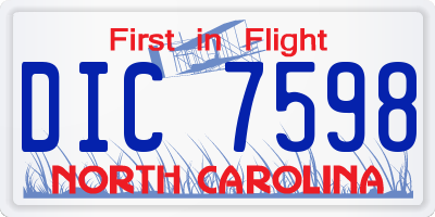 NC license plate DIC7598