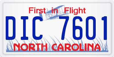 NC license plate DIC7601