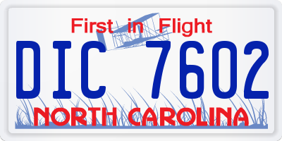 NC license plate DIC7602