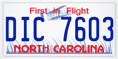 NC license plate DIC7603