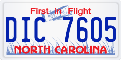 NC license plate DIC7605
