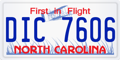 NC license plate DIC7606