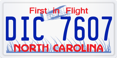 NC license plate DIC7607