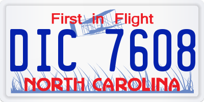 NC license plate DIC7608