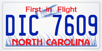 NC license plate DIC7609