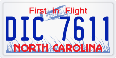 NC license plate DIC7611