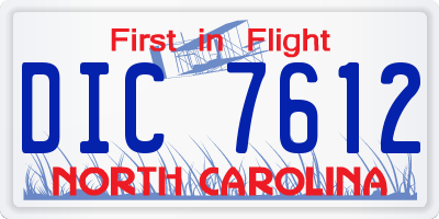 NC license plate DIC7612