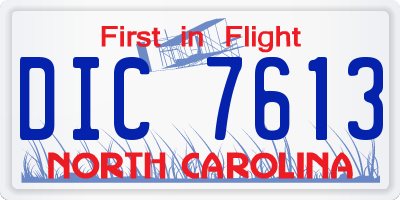 NC license plate DIC7613