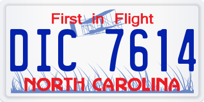 NC license plate DIC7614