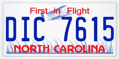 NC license plate DIC7615