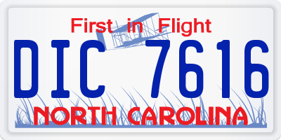 NC license plate DIC7616