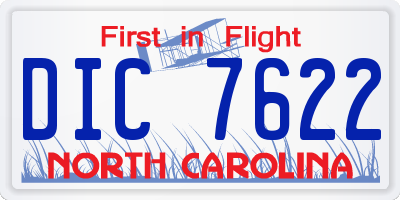 NC license plate DIC7622