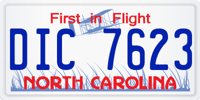 NC license plate DIC7623
