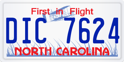 NC license plate DIC7624