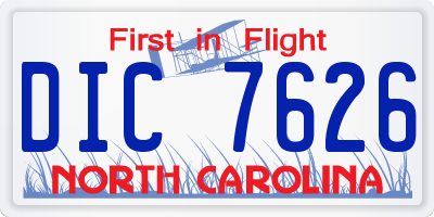 NC license plate DIC7626