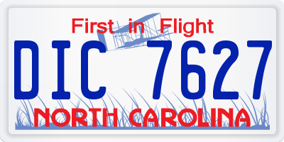 NC license plate DIC7627