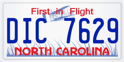 NC license plate DIC7629