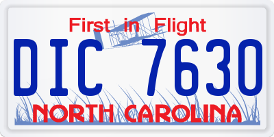 NC license plate DIC7630