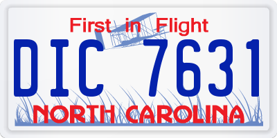 NC license plate DIC7631