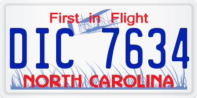 NC license plate DIC7634