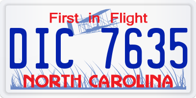 NC license plate DIC7635