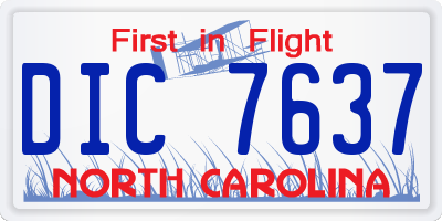 NC license plate DIC7637