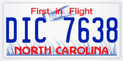NC license plate DIC7638