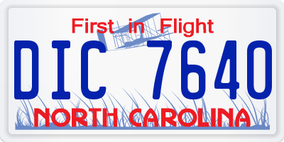 NC license plate DIC7640