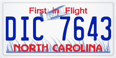 NC license plate DIC7643