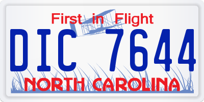 NC license plate DIC7644