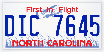 NC license plate DIC7645