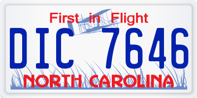 NC license plate DIC7646
