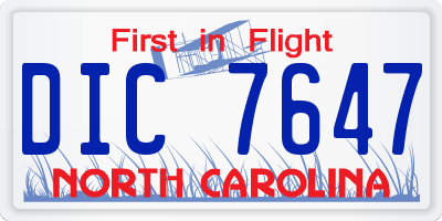 NC license plate DIC7647