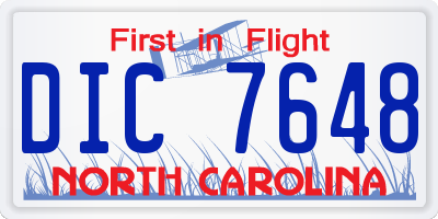 NC license plate DIC7648