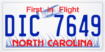 NC license plate DIC7649
