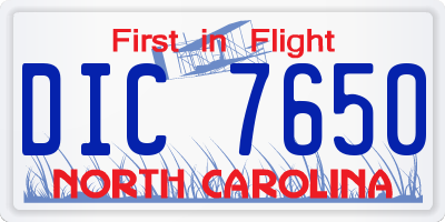 NC license plate DIC7650