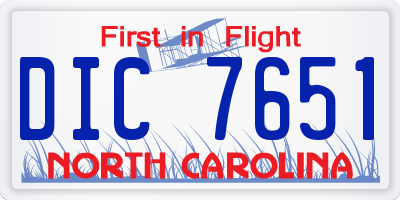 NC license plate DIC7651