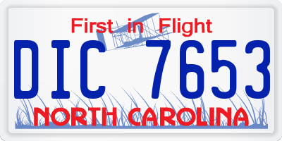 NC license plate DIC7653