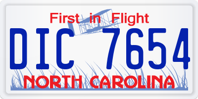 NC license plate DIC7654