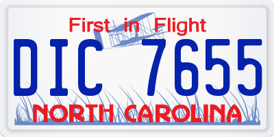 NC license plate DIC7655