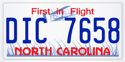 NC license plate DIC7658