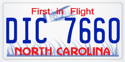 NC license plate DIC7660