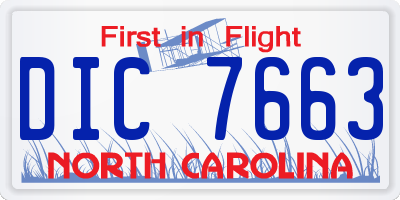 NC license plate DIC7663