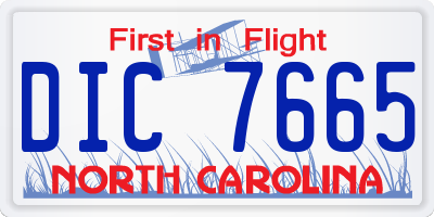 NC license plate DIC7665